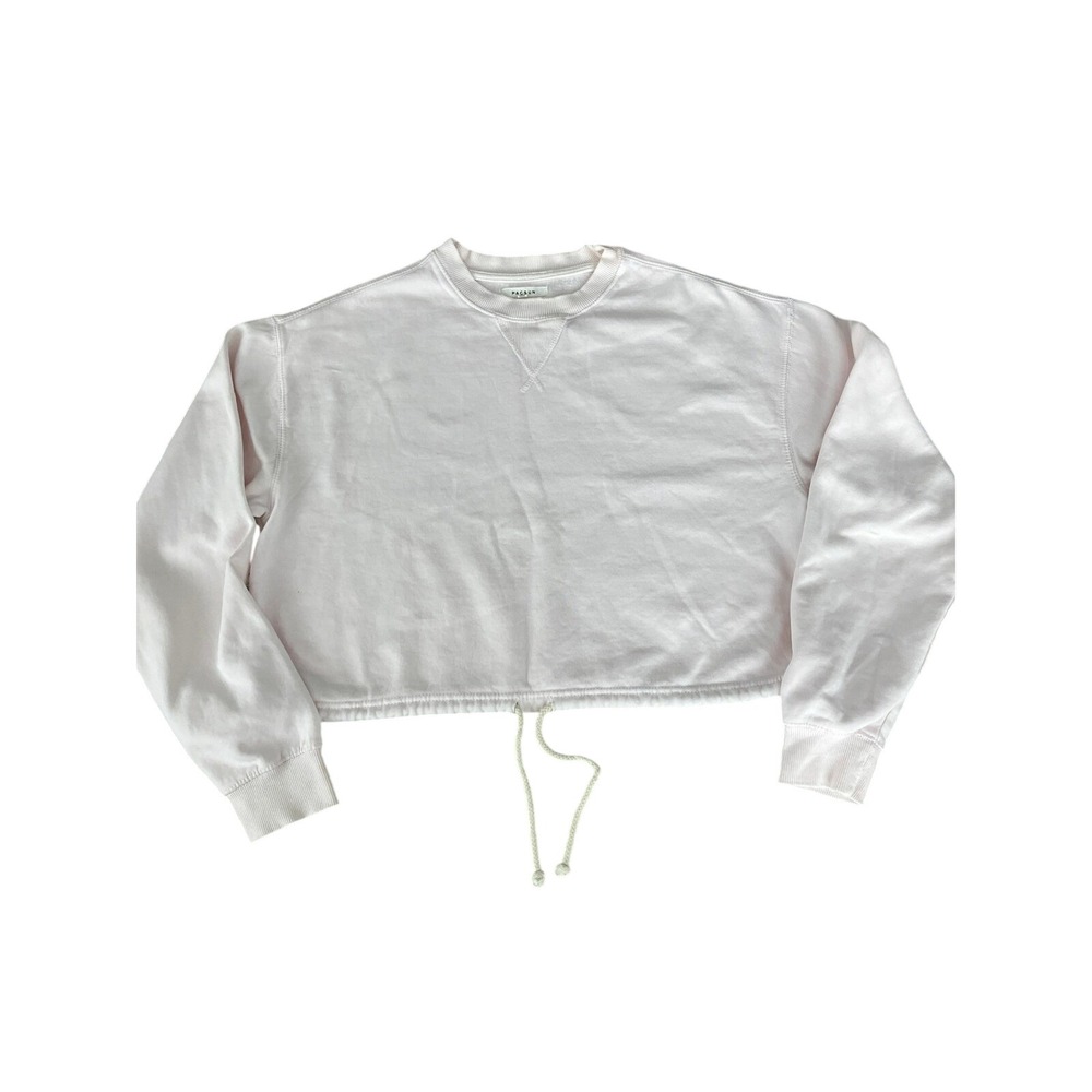 PacSun‎ Cropped Drawstring Hem Crewneck Sweatshirt Light Pink Casual Comfy